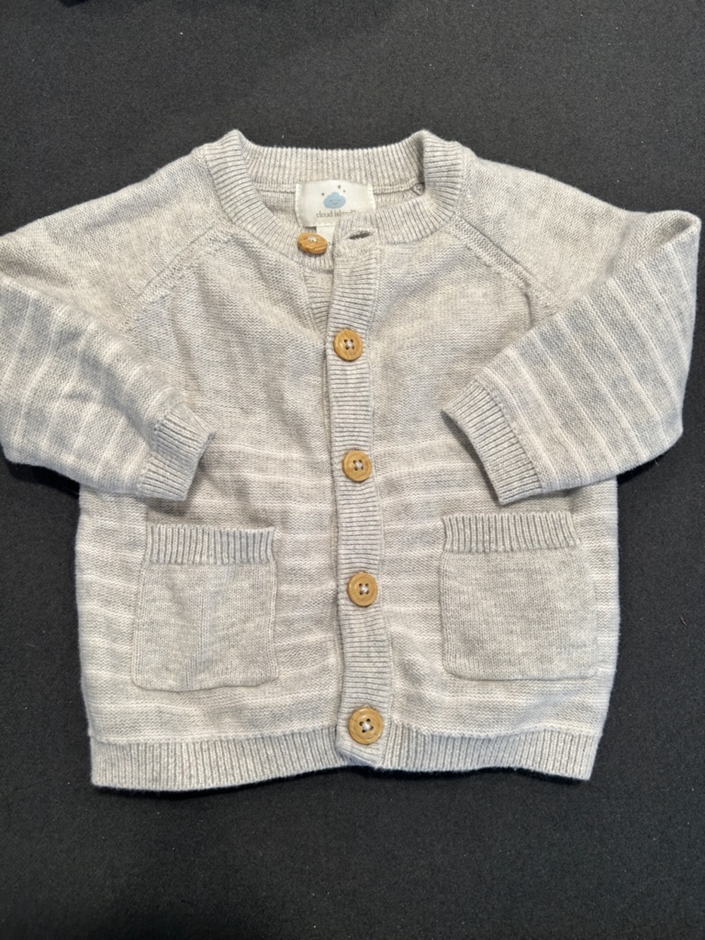 cloud island Light Gray Baby Knit Button Cardigan